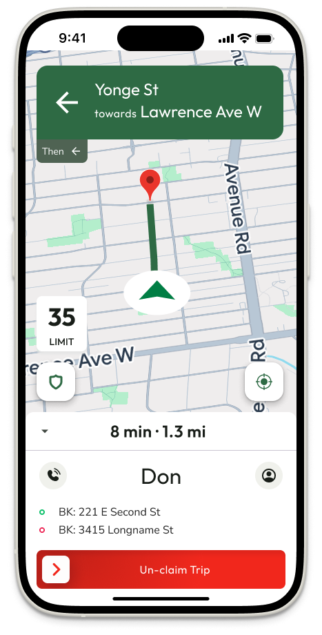 Driver App En-route mockup